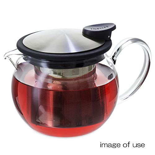 Forlife Bola Glass Teapot With Basket Infuser, 15-Ounce/444Ml, Black Graphite #TOP2