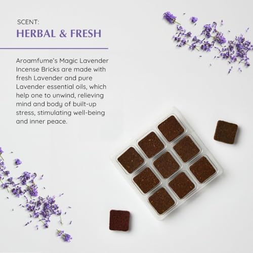 Image of Magic Lavender Incense Bricks Refill Pack (3 x 9 Bricks) by Aromafume | Made with Pure Lavender | Ideal for Meditation, Relaxation, or Yoga | Natural, Low Smoke, Nontoxic Incense Bricks