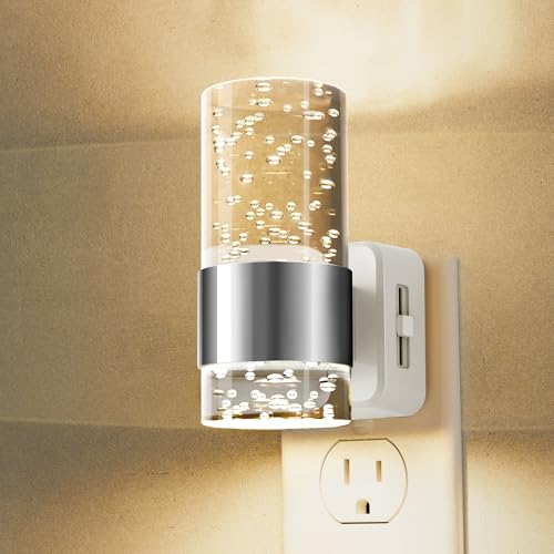 Image of L LOHAS LED Night Light,Dimmable Night Lights Plug into Wall, Acrylic Nightlights with 0-100 LM Adjustable Brightness, 3000K Plug in Night Light with Dusk to Dawn Sensor, for Bathroom Hallway