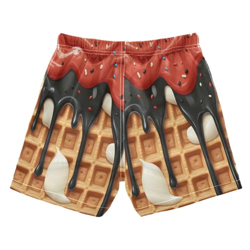 Boccsty White Glaze Red Black Ice Cream Boys Swim Trunks Baby Kids Swimwear Summer Toddler Beach Board Shorts 2T2