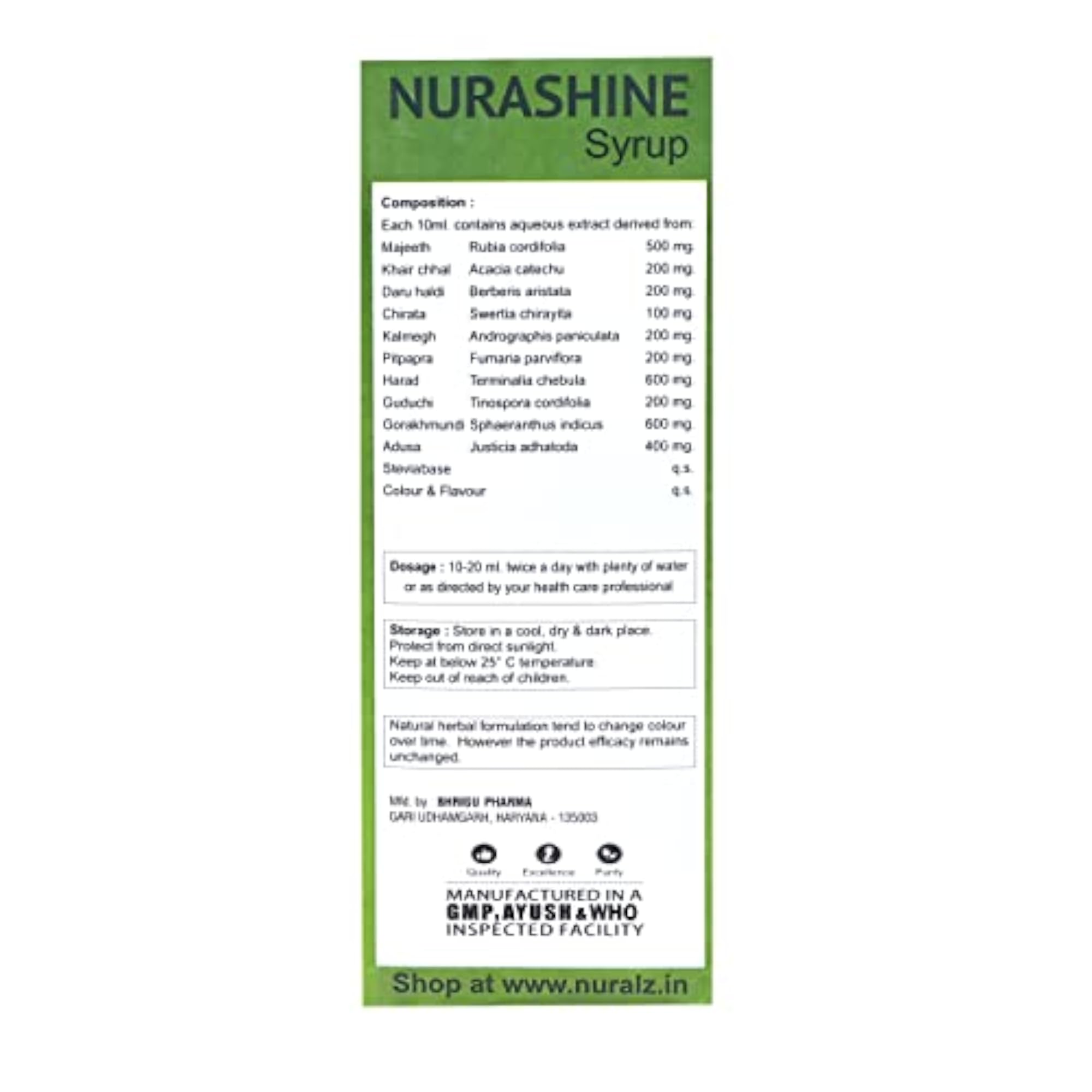 Nuralz Nurashine Syrup - Blood Purifier, 800 ML