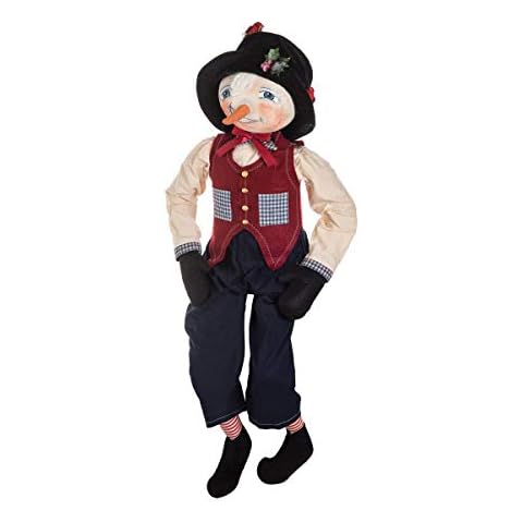 GALLERIE II Christmas Holiday Perth Snowman Large Folk Art Doll Collectible, Joe Spencer Gathered Traditions Home Decor Figures Figurines White Cover