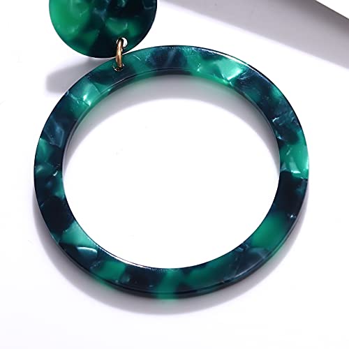 Acrylic For Women Geometry Circle Resin Drop Dangle Earrings Bohemia Tortoise Shell Hoop Earrings Mottled Statement Stud Earrings Fashion Jewelry (Green) #TOP3