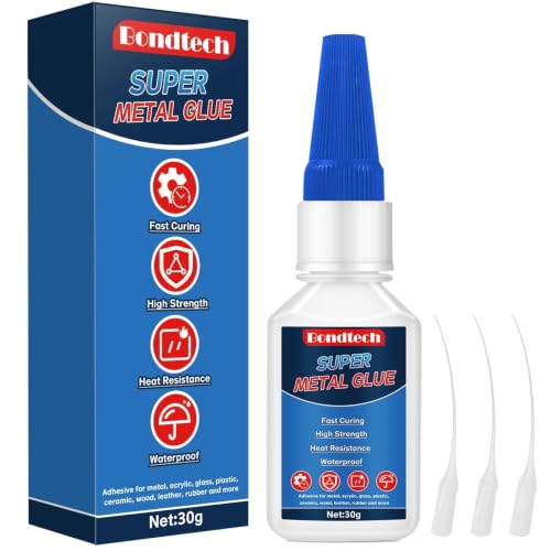 Metal Glue 30 g, Super Glue for Metal, Instant Clear Adhesive for Steel, Zinc, Aluminum, DIY and More, Waterproof, Heat-Resistant, with Anti-Clog Cap (Clear, 30 Grams * 1 Pack, Metal Glue)