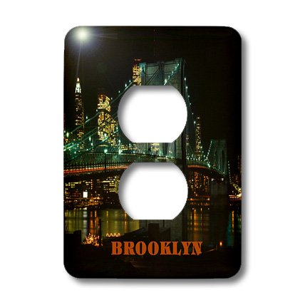 Plaque interrupteur Brooklyn Bridge at Night 2 prises pour decoration murale
