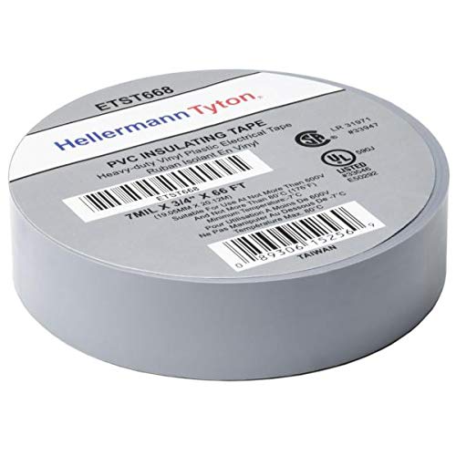 HellermannTyton ETST668 Electrical Tape, Thickness 7.0 mil, PVC, Gray, 10 Rolls/pkg