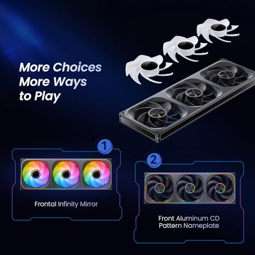 Image of JONSBO ZA-420BR PC Fan,420mm Silent PC Fan with 4-Sides Infinity Mirror,Case Fan1500RPM, Fan Style Exchangeable-AL NP /Infinity Mirror,3Pin ARGB,4Pin PWM Integrated M&F Head,AL NP, Reversed Blade,Black