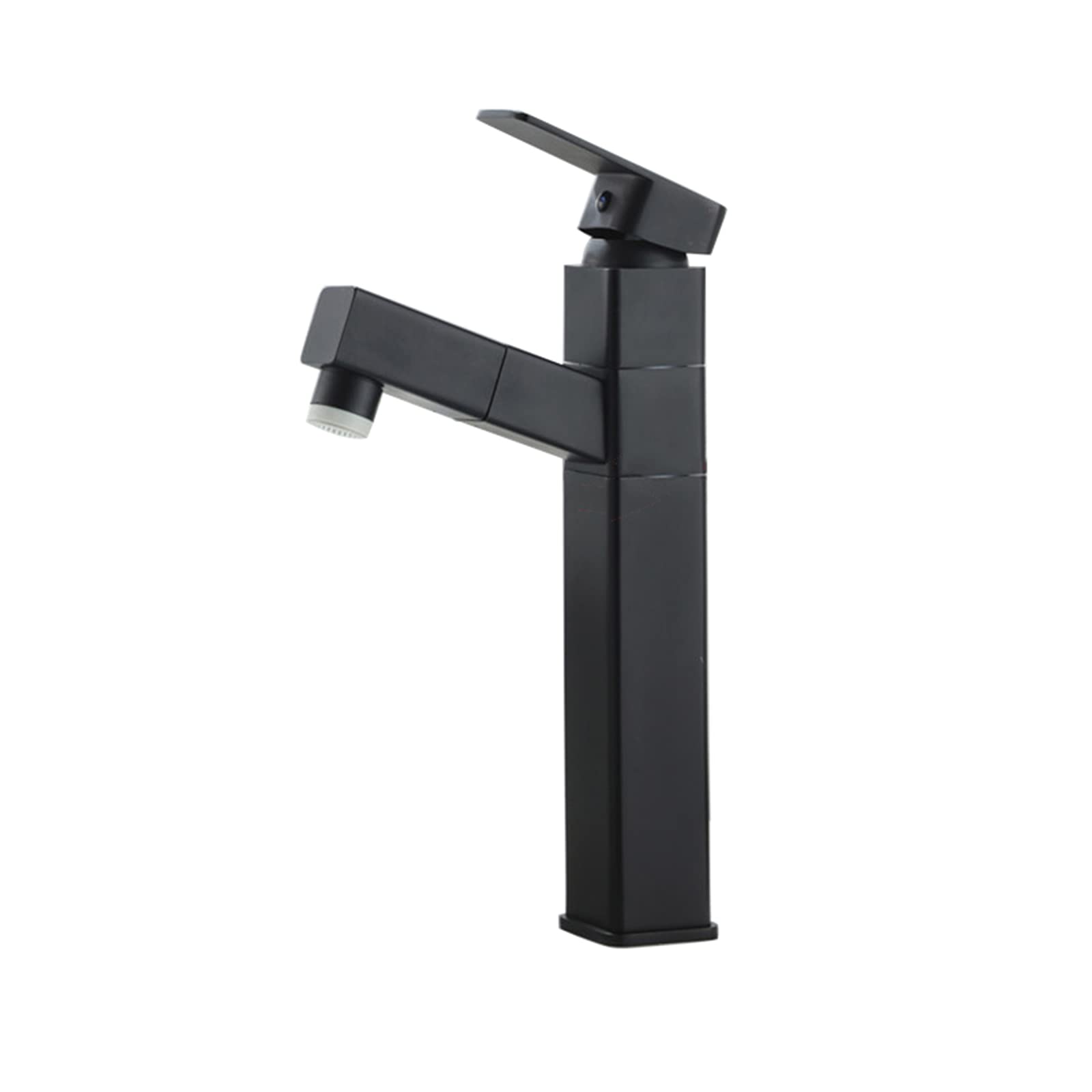 Mitigeur extractible de salle de bain noir à levier unique avec jet modulable