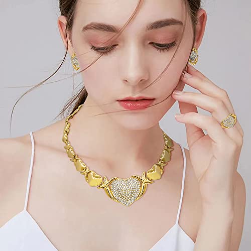 Gold Jewelry Set 18K Gold Accessories for Women Jewelry Set Wedding Bridal Fashion Jewelry Sets Women Accessories Bracelets Earrings and Rings Sweetheart Gifts4