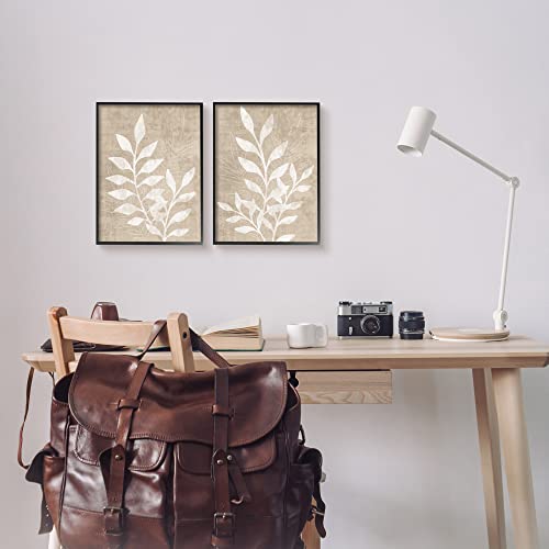 'Boho Botanical Leaf Silhouette'| 2pc Framed Giclee Art Set 2 by Stupell Industries - Used condition - Image 2