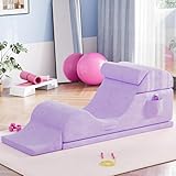 Convertible Yoga Chair for Adults, Ergonomic Foam Lounge with Lumbar Pillow, Washable Cover, Side Pocket, No Assembly Needed – Great for Exercise, Stretching & Relaxation Purple