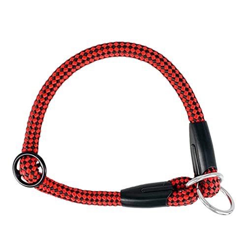 Collier Etrangleur pour Chien, Collier Anti Traction Dressage pour Petits Moyens Grands Chiens. Nylon Ronde. Fabriqué en Espagne. Rouge&Noir Cover