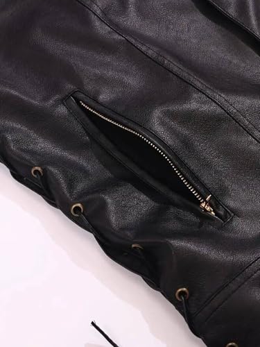 Men`s Faux Leather Vest Adjustable Lace Up Sides Motorcycle Biker Sleeveless Jacket Waistcoat4