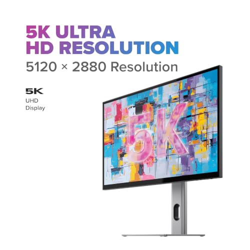 Image of ALOGIC Clarity 27 inch Inch 5K UHD Monitor, 5120x2880 IPS Display with 65W USB-C Laptop Charging, USB Hub, DisplayPort, Dual HDMI, HDR400, VESA Compatible for Mac & Windows