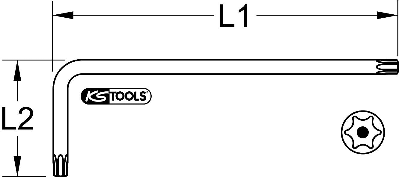 KS TOOLS EDELSTAHLClé mâle coudée Torx avec alésage, longue, TB50 964.0609