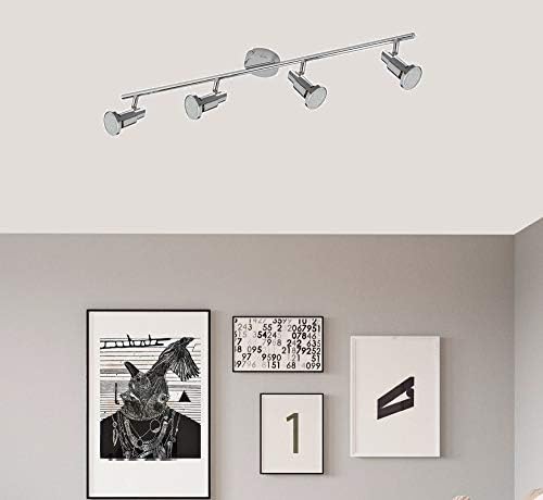 Trango 4-flammige LED Deckenleuchte GRACE – Schwenkbare Spots, Inkl. 4x G9 LED, Chrom & Alu Gebürstet
