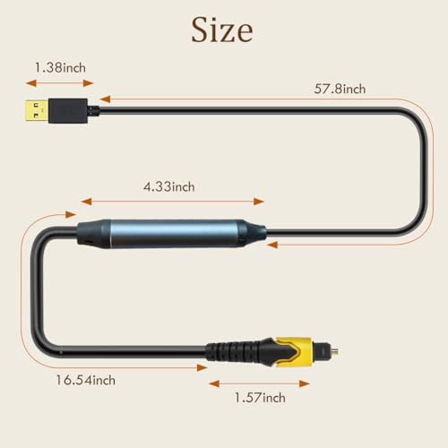 Tackston USB to Optical Audio Adapter, One Way Audio Converter Audio Signal from USB to SPDIF ONLY Compatible with Windows Mac Laptop PC, Not for TV, Not Support 5.1 Channel