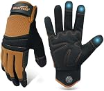 MELOTOUGH Gants de travail pour les hommes femmes, Gant de travail mécanique pour le jardin,Yard,Warehouse,Touch écran de travail gants,Khaki