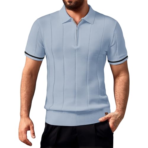 Camisetas para hombre de diseño del Reino Unido, ligeras, con cuello y cuello, camiseta básica clásica, deportiva, gimnasio, correr, camisetas elegantes, azul celeste, XXL