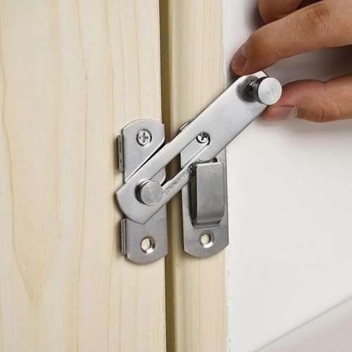Image of Stainless Steel Flip Latch Door Lock - Sliding Barn Door Lock, Safety Gate Latch for Garden, Bathroom, Garage, Coop, Closet, Cabinet & Window - Heavy Duty Bolt Lock Hardware (Silver)