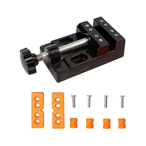 aleawol Mini Bench Vise Clamp 57mm Universal Mini Drill Press Vise Multifunctional Mini Flat Clamp Table for Walnut Amber Jewelry Watch Repairing DIY Sculpture Craft Carving Tool Cover