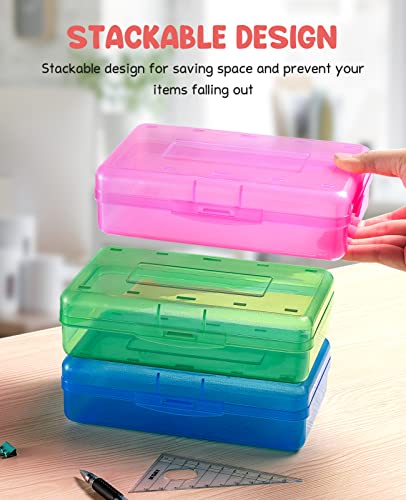 Gamenote Assorted Colors Plastic Pencil Case Box With Lid Snap Closure, Large Capacity School Supplies Storage Organizer Box For Kids (6) #TOP5