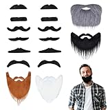 Barba Falsa 16 Piezas,Barba Artificial Autoadhesiva,Divertida Barba Falso Bigote Realista Para Pegar Barba Falsa Barba Facial Para Halloween Navidad Fiesta Cosplay Accesorios