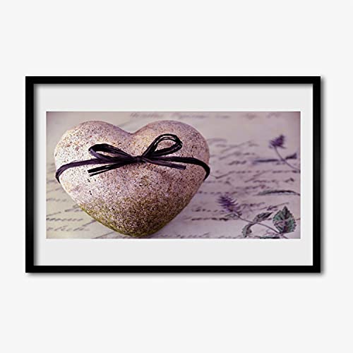 Affiche encadrée 60x40 cm Tulup Coeur pierre art cadre MDF photo murale salon