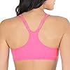 Fruit of the Loom womens Adjustable Shirred Front Racerback Sports Bra, Neon Pink Heather/White/Grey - 3-pack, 38 US