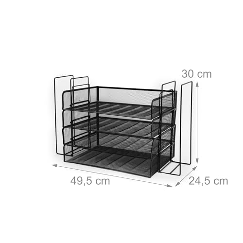 Porte-documents Relaxdays métal A4 noir avec 4 compartiments et 2 porte-revues - 5