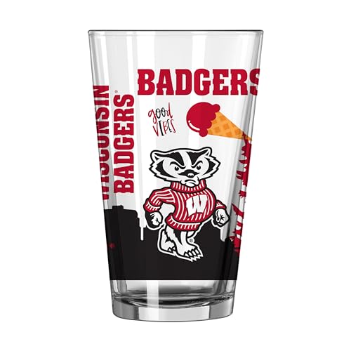 Image of Logo Brands NCAA 16 oz Pint Glass - Durable Glass With Bold Team Color- Chip-Resistant Rim Drinkware For Fans, Tailgates, Home Bars & Everyday Use