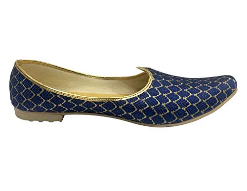 Stop n Style Mens Sherwani Blue Jutti Tradition Ethnic Wedding Indian Shoes Mojari4
