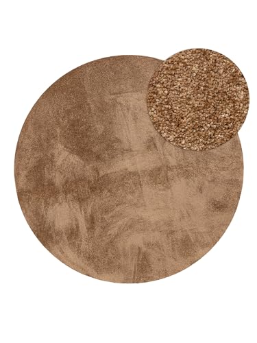 benuta Nest - Alfombra lavable Nina – Beige 150 cm redonda – Fibra sintética – Redonda y en estilo: liso, minimalista – Fácil de limpiar para salón dormitorio
