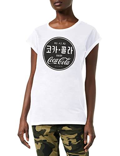 Coca Cola - Camiseta de Manga Corta para Mujer, diseño Chino, Mujer, Camiseta, MC065, Blanco, Medium