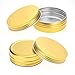 Foraineam 24 Pack 2 oz Round Aluminum Lip Balm Tin Cans with Screw Top Lids - Golden Cosmetic Sample Containers - Metal Empty Tins Travel Storage Tin Jars for Salve, Spice or Crafts