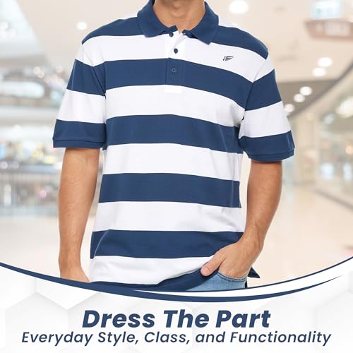 BAAZ Polo para Hombre a Rayas - Algodón Transpirable - Manga Corta con Botones y Largo al Codo miniatura 5
