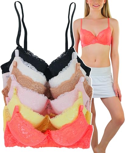 Image of ToBeInStyle Women's Pack of 6 Classic Style Underwire Supportive Padded Bras