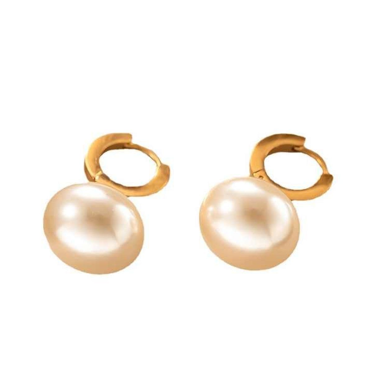 Zivom® Baby Pink Button Pearl 18K Gold Drop Hoop Bali Earring for Women (B0CQ29KKQR) Amazon Price History, Amazon Price Tracker
