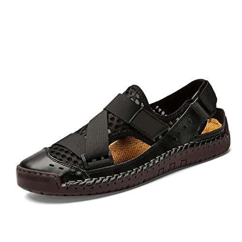 Mens Sandals Mesh Deck Beach Sandals Fisherman Shoes for Men Outdoor Handmade Men Shoes(42)