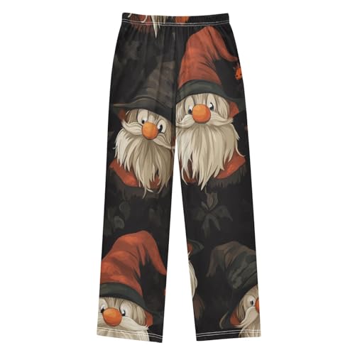 Gnome Pumpkins Print Boys Long Pants Soft Trousers Elastic Waist Kids Lounge Bottoms with Pockets S-XL2