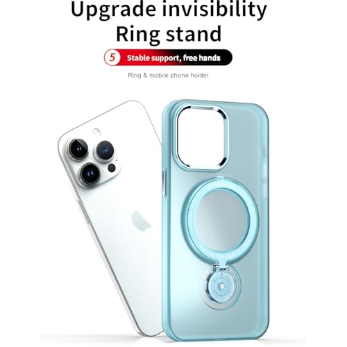 Coque iPhone 17 Pro bleu silicone rigide et support magnétique - 6
