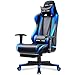 GTRACING Gaming Chair Racing Office Computer Game Chair Ergonomic Backrest and Seat Height Adjustment Recliner Swivel Rocker with Headrest and Lumbar Pillow E-Sports Chair Blue