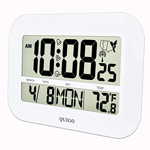 Buy QUIGO Digital Wall Clock Atomic Alarm Extra Large Display Battery