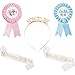 5 PCS Fascia Mummy to Be per Baby Shower Sash Fasce Fusciacca per Futura Mamma Corona Tiara Diadema Mom to Be Spilla Genere Rivelare Tagnata Badge Nuovo papà Daddy to Be Addobbi per Festa Baby Shower
