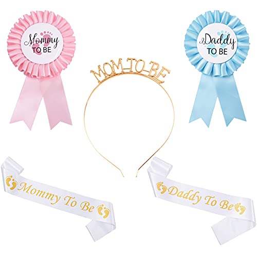 5 Pcs Fascia Mummy to Be Daddy to Be per Baby Shower Sash Fasce...