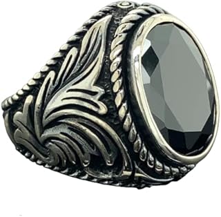 Turkısh Handmade Ring, Man Black Stone Ring, Ottoman Jewelry Ring, Turkısh Handmade Ring, 925k Sterling Silver Ring, Gift For Him