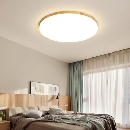 Lustre lumière ultra-mince LED bois rond luminaire suspendu de plafond pour salon moderne