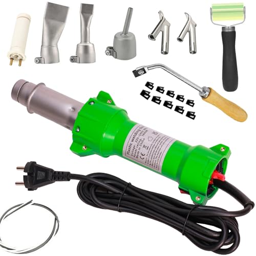 Seababyhouse 1600W Thermique Pistolet de Soudage Soudeuse de Plastique fer à Souder Air Chaud Barre, avec des Buses, avec Lumière LED, Groover de Slooting...