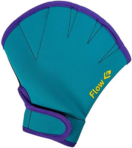 Flow Swimming Resistance Gloves - Webbed Gloves for Water Aerobics, Aquatic Fitness, and Swim Training (Aqua/Purple, Medium)