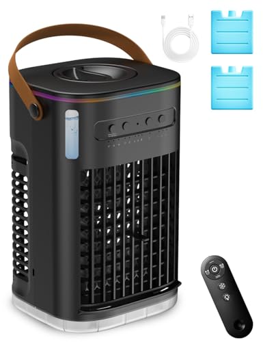 Small Air Conditioner Portable Ac Unit, Evaporative Air Cooler With 2Ice Packs & 1.2L Water Tank, Personal Air Cooler with Remote, Powered by USB, Mini Room Air Conditioner for Car by Slkdrft - Image 2
